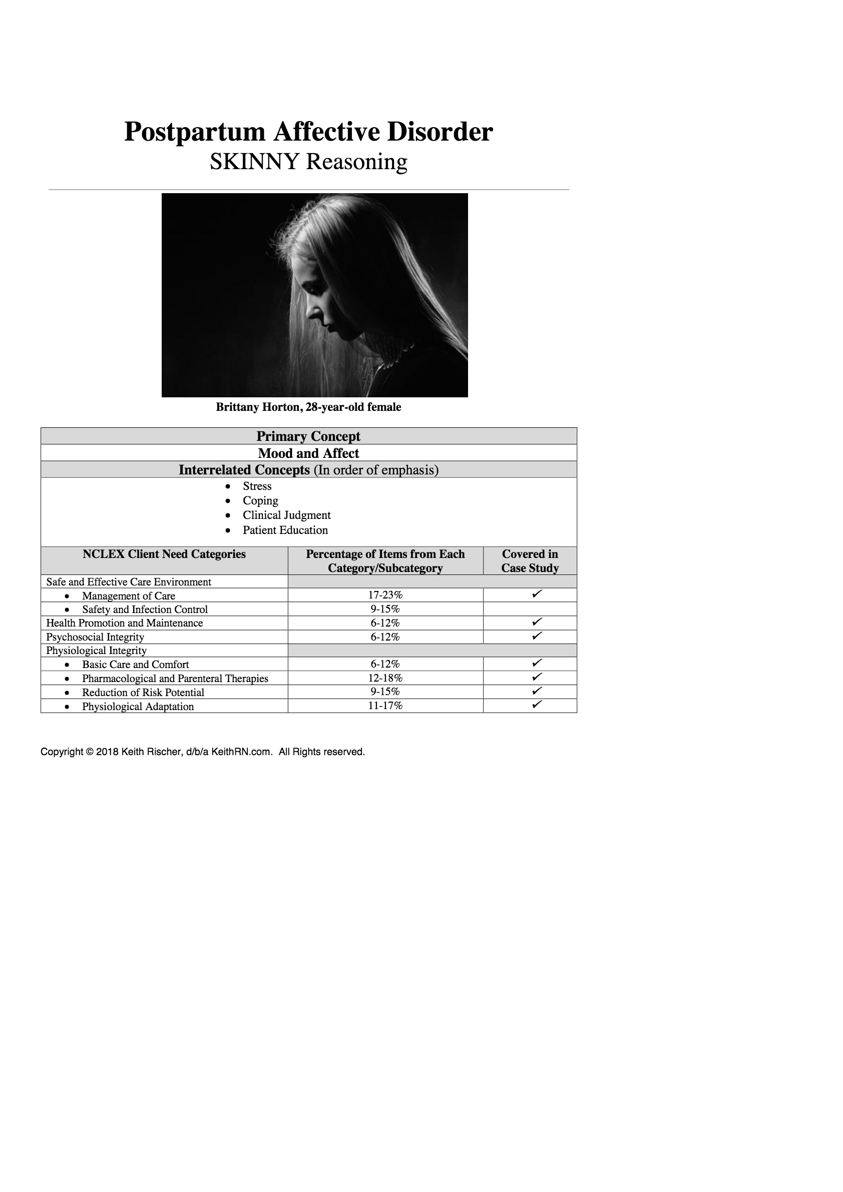 Preview image for Brittany Horton _ Post_Partum_Affective_Disorder - SKINNY_Reasoning_2020 | Practice Questions